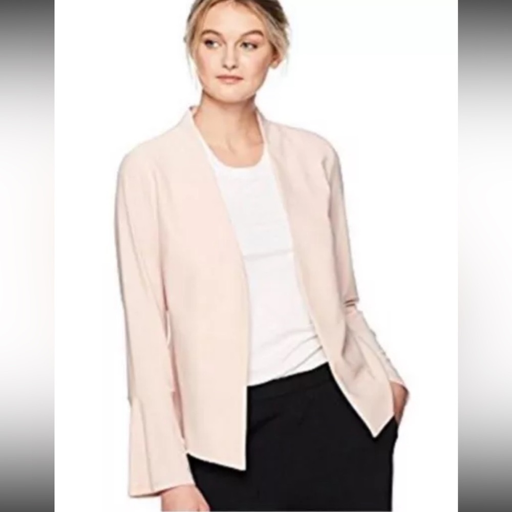 Adrianna Papell Blush Pink  Open Front Career Blazer Size Large EUC